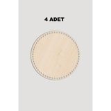 Lucena Ahşap Yuvarlak Sepet Tepsi Tabanı 22 cm 4 Adet Akça 3mm - Ahşap - Bej