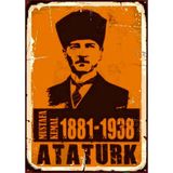 Lucena Atatürk Ahşap Mdf Tablo Mustafa Kemal 1881-1938 Duvar Dekoru Retro Ofis Tabelası Ev Hediyesi - 20 cm x 30 cm - Karışık