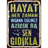 Lucena Esprili Hayat Her Zaman Gülmez Ahşap Mdf Tablo Duvar Dekoru Retro Cafe Tabelası Ev Hediyesi - 20 cm x 30 cm - Karışık