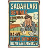 Lucena Esprili Kahve Yazılı Vintage Metal Plaka Kafe Mutfak Posteri Tablo