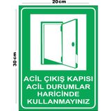 Lucena Metal Acil Çıkış Kapısı Acil Durumlar Haricinde Kullanmayınız 20CM x 30CM A4 Büyüklüğünde Uyarı Levhası