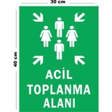 Lucena Metal Acil Toplanma Alanı 30 cm x 40 cm A3 Büyüklüğünde Uyarı Levhası Yönlendirme Tabelası