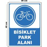Lucena Metal Bisiklet Park Yeri 30CM x 40CM A3 Büyüklüğünde Uyarı Levhası Yönlendirme Tabelası