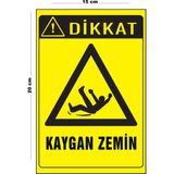 Lucena Metal Dikkat Kaygan Zemin 15 cm x 20 cm Uyarı Levhası Yönlendirme Tabelası