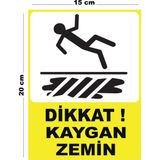Lucena Metal Dikkat Kaygan Zemin - 3 15CM x 20CM Uyarı Levhası Yönlendirme Tabelası