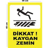 Lucena Metal Dikkat Kaygan Zemin - 3 30CM x 40CM A3 Büyüklüğünde Uyarı Levhası Yönlendirme Tabelası