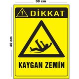 Lucena Metal Dikkat Kaygan Zemin 30 cm x 40 cm A3 Büyüklüğünde Uyarı Levhası Yönlendirme Tabelası