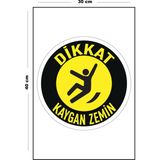 Lucena Metal Dikkat Kaygan Zemin - Yuvarlak 30 cm x 40 cm A3 Büyüklüğünde Uyarı Levhası Yönlendirme Tabela