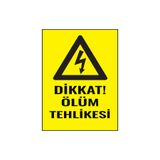 Lucena Metal Dikkat Ölüm Tehlikesi 15 cm x 20 cm Uyarı Levhası Yönlendirme Tabelası