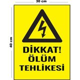 Lucena Metal Dikkat Ölüm Tehlikesi 30 cm x 40 cm A3 Büyüklüğünde Uyarı Levhası Yönlendirme Tabelası