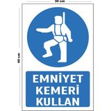 Lucena Metal Emniyet Kemeri Kullan 30 cm x 40 cm A3 Büyüklüğünde Uyarı Levhası Yönlendirme Tabelası