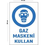 Lucena Metal Gaz Maskeni Kullan 15 cm x 20 cm Uyarı Levhası Yönlendirme Tabelası