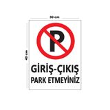 Lucena Metal Giriş Çıkış Park Etmeyiniz 30 cm x 40 cm A3 Büyüklüğünde Uyarı Levhası Yönlendirme Tabelası