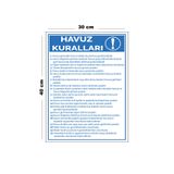 Lucena Metal Havuz Kuralları 30 cm x 40 cm A3 Büyüklüğünde Uyarı Levhası Yönlendirme Tabelası