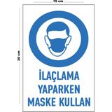 Lucena Metal İlaçlama Yaparken Maske Kullan 15 cm x 20 cm Uyarı Levhası Yönlendirme Tabelası