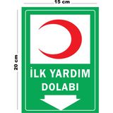 Lucena Metal İlk Yardım Dolabı 15 cm x 20 cm Uyarı Levhası Yönlendirme Tabelası