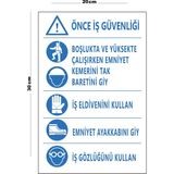 Lucena Metal Önce Iş Güvenliği 20 x 30 cm A4 Büyüklüğünde Uyarı Levhası Yönlendirme Tabelası - 20 cm x 30 cm