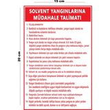Lucena Metal Solvent Yangınlarına Müdahale Talimatı 15 cm x 20 cm Uyarı Levhası Yönlendirme Tabelası