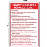 Lucena Metal Solvent Yangınlarına Müdahale Talimatı 30 cm x 40 cm A3 Büyüklüğünde Uyarı Levhası Yönlendirme Tabelası