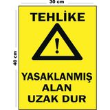 Lucena Metal Tehlike Yasaklanmış Alan Uzak Dur 30 cm x 40 cm A3 Büyüklüğünde Uyarı Levhası Yönlendirme