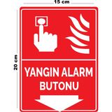 Lucena Metal Yangın Alarm Butonu 15 cm x 20 cm Uyarı Levhası Yönlendirme Tabelası
