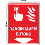 Lucena Metal Yangın Alarm Butonu 30 cm x 40 cm A3 Büyüklüğünde Uyarı Levhası Yönlendirme Tabelası