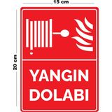 Lucena Metal Yangın Dolabı 15 cm x 20 cm Uyarı Levhası Yönlendirme Tabelası