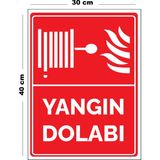 Lucena Metal Yangın Dolabı 30 cm x 40 cm A3 Büyüklüğünde Uyarı Levhası Yönlendirme Tabelası