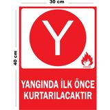 Lucena Metal Yangında Ilk Önce Kurtarılacaktır 30CM x 40CM A3 Büyüklüğünde Uyarı Levhası Yönlendirme Tabela