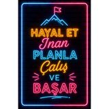 Lucena Neon Motivasyon Duvar Tablosu MDF Dekoratif Yazılı Ofis ve Ev Duvar Dekoru