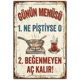Lucena Retro Günün Menüsü Metal Tabela Esprili Mutfak Duvar Dekoru Poster Levha Tablo