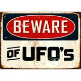 Lucena Retro Ufo Tasarımlı Ahşap Mdf Tablo Duvar Dekoru Eskitme Cafe Genç Odası Tabelası Levha - 20 cm x 30 cm - Karışık