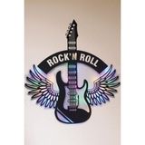 Lucenda LED Işıklı Kişiselleştirilebilir Kanatlı Gitar Figürlü Tablo Duvar Dekorlu Gece Lambası - 60 cm