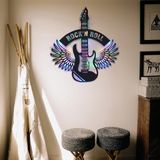 Lucenda LED Işıklı Kişiselleştirilebilir Kanatlı Gitar Figürlü Tablo Duvar Dekorlu Gece Lambası - 80 cm