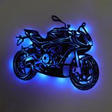 Lucenda LED Işıklı Motor Dekoratif Tablo Duvar Dekorlu Gece Lambası - 40 cm - Mavi