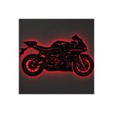 Lucenda Led Işıklı Motor Dekoratif Tablo Modern Spor Motosiklet Duvar Dekoru Gece Lambası Kırmızı 60 cm