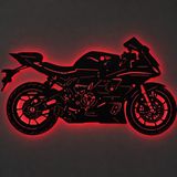 Lucenda Led Işıklı Motor Dekoratif Tablo Modern Spor Motosiklet Duvar Dekoru Gece Lambası Kırmızı 80 cm
