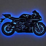 Lucenda Led Işıklı Motor Dekoratif Tablo Modern Spor Motosiklet Duvar Dekoru Gece Lambası Mavi 80 cm