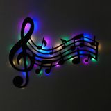 Lucenda LED Işıklı Sol Anahtarı ve Notalar Müzik Temalı Tablo Duvar Dekorlu Gece Lambası - 100 cm - Renkli