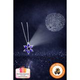 Lucente Jewellery 100 Dilde Seni Seviyorum Yazan 925 Ayar Gümüş Özel Tasarım Aşk Mor Lotus Çiçeği Şık Kolye