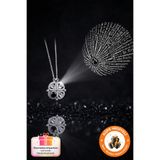 Lucente Jewellery 925 Ayar 100 Dilde Seni Seviyorum Yazan Gümüş Mıknatıslı Açılır Kapanır Kalp Kalpten 4 Yapraklı Yoncaya Dönüşen 2'si 1 Arada Yoncalı 4 Kalpli Hediyelik Özel Tasarım Küpe Hediyeli Kadın Kolye