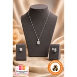 Lucente Jewellery 925 Ayar Baget Taşlı Kolye & Küpe Seti Gümüş Kaplama Hediyelik Özel Tasarım Baget Taş 2'li Takım Set