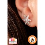 Lucente Jewellery 925 Ayar Beyaz Lotus Özel Tasarım Gümüş Hediyelik Ametist Taşlı Lotus Çiçeği Şık Zarif Küpe