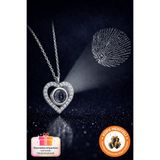 Lucente Jewellery 925 Ayar Kalbin Işığı Modeli 100 Dilde Seni Seviyorum Yazan Kalpli Kararma Karşıtı Rodyum Güçlendirme Gümüş Sevgiliye Arkadaşa Anneye Doğum Günü Hediyesi Sonsuz Aşk Simgesi Küpe Hediyeli Kalp Kolye