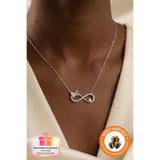 Lucente Jewellery 925 Ayar Kelebekli Sonsuzluk Gümüş Kaplama Hediyelik Aşk Sonsuzluk İşareti Kadın Kolye