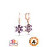 Lucente Jewellery 925 Ayar Mor Lotus Küpe Rose Özel Tasarım Gümüş Kaplama Hediyelik Ametist Taşlı Lotus Çiçeği Küpe