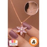 Lucente Jewellery 925 Ayar Pembe Lotus Gerçek Ametist Taşlı Rose Gümüş Kaplama Hediyelik Lotus Çiçeği Kadın Kolye