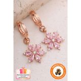 Lucente Jewellery 925 Ayar Pembe Lotus Küpe Rose Özel Tasarım Gümüş Kaplama Hediyelik Ametist Taşlı Lotus Çiçeği Küpe
