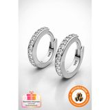 Lucente Jewellery Huggie Model Zirkon Taşlı Gizli Kilitli Tamtur 925 Ayar Gümüş Küçük Kalın Zarif Halka Küpe