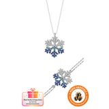 Lucente Jewellery Işıklı Hediye Kutulu 925 Ayar Mavi Beyaz Taşlı Kar Tanesi Gümüş Hediyelik Set Sevgiliye Eşe Kız Arkadaşa Anneye Doğum Günü Yılbaşı Hediyesi Kartanesi Özel Tasarım 2'li Kolye & Bileklik Takım Set
